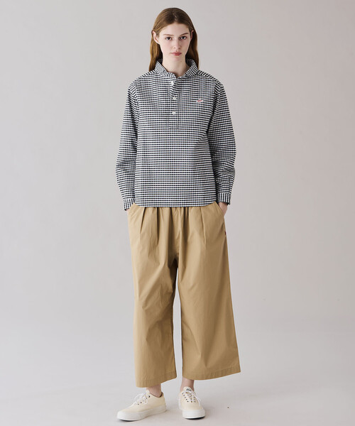 DANTON | オックスフォード 丸襟プルオーバーシャツ PLAID WOMEN