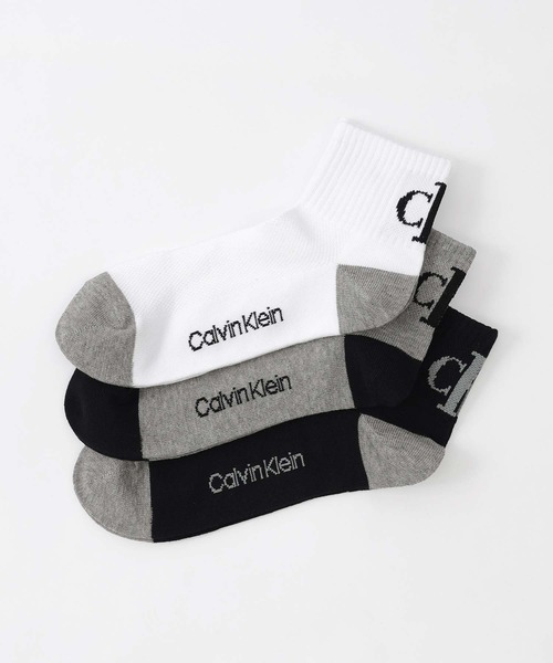 Calvin Klein(カルバン・クライン)の「【3足セット】Calvin Klein メンズ レディース 抗菌防臭 甲メッシュ バックロゴ ショートソックス 92572508(ソックス/靴下・レディース・その他1/ブラック・L/M/S)」の1枚目の写真