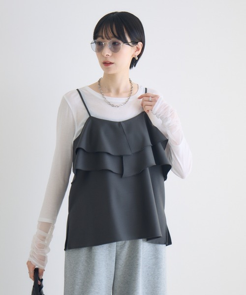 Paradise Picnic(パラダイスピクニック)の「SUGAR ROSE 袖シャーリングプルオーバー(Tシャツ/カットソー・レディース・ブラック/ブルー/ホワイト・FREE)」の10枚目の写真