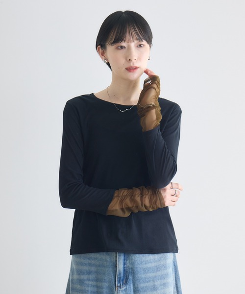 Paradise Picnic(パラダイスピクニック)の「SUGAR ROSE 袖シャーリングプルオーバー(Tシャツ/カットソー・レディース・ブラック/ブルー/ホワイト・FREE)」の20枚目の写真