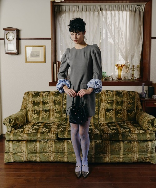 ANDRESD(アンドレスド)の「シュシュスリーブミニドレスセット / chouchou sleeve mini dress set(パンツドレス・レディース・グレー/ブラック・S/M/L)」の10枚目の写真
