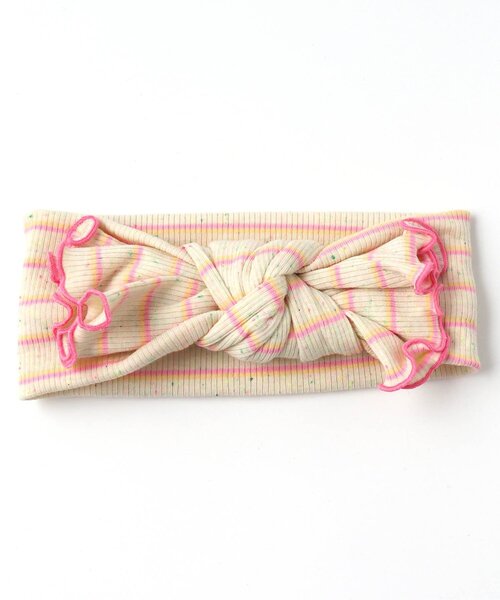 BREEZE（ブリーズ）の「マルチボーダーリブヘアバンド（ヘアバンド・キッズ・レインボー/オフホワイト・50）」の4枚目の写真