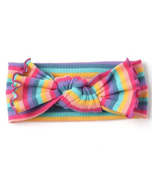 BREEZE（ブリーズ）の「マルチボーダーリブヘアバンド（ヘアバンド・キッズ・レインボー/オフホワイト・50）」の5枚目の写真