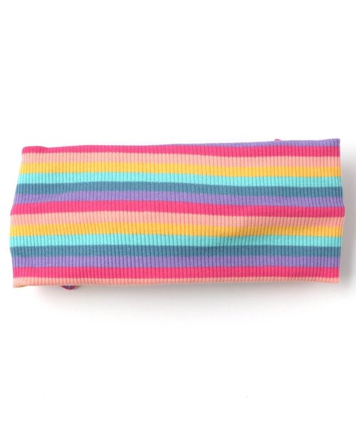 BREEZE（ブリーズ）の「マルチボーダーリブヘアバンド（ヘアバンド・キッズ・レインボー/オフホワイト・50）」の6枚目の写真