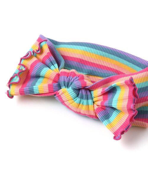 BREEZE（ブリーズ）の「マルチボーダーリブヘアバンド（ヘアバンド・キッズ・レインボー/オフホワイト・50）」の7枚目の写真
