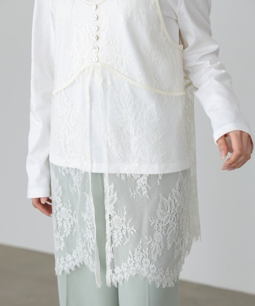 Bab(バブ)の「【セットアイテム】レースビスチェ+カットソーSET(Tシャツ/カットソー・レディース・オフホワイト/杢グレー/チャコールグレー・FREE)」の8枚目の写真