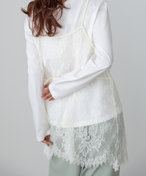 Bab(バブ)の「【セットアイテム】レースビスチェ+カットソーSET(Tシャツ/カットソー・レディース・オフホワイト/杢グレー/チャコールグレー・FREE)」の9枚目の写真