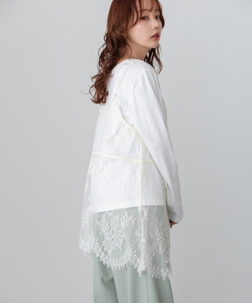 Bab(バブ)の「【セットアイテム】レースビスチェ+カットソーSET(Tシャツ/カットソー・レディース・オフホワイト/杢グレー/チャコールグレー・FREE)」の10枚目の写真