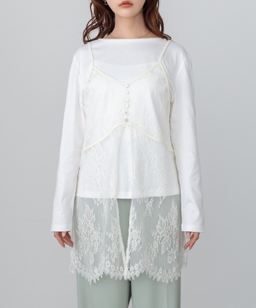 Bab(バブ)の「【セットアイテム】レースビスチェ+カットソーSET(Tシャツ/カットソー・レディース・オフホワイト/杢グレー/チャコールグレー・FREE)」の11枚目の写真