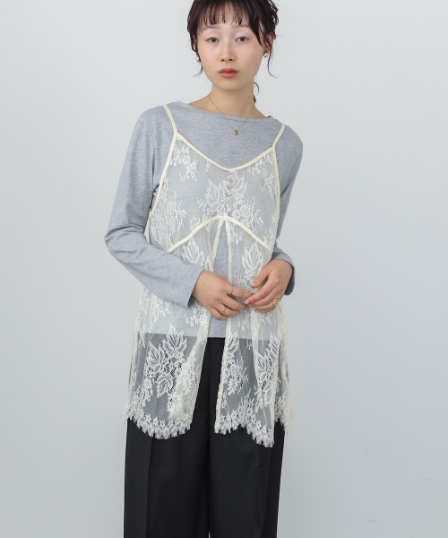 Bab(バブ)の「【セットアイテム】レースビスチェ+カットソーSET(Tシャツ/カットソー・レディース・オフホワイト/杢グレー/チャコールグレー・FREE)」の22枚目の写真