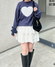ハートチュール裏毛スウェット