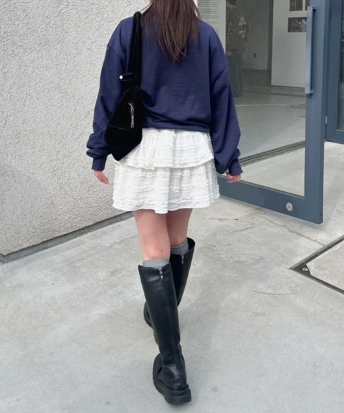 nemne store(ネンネストア)の「ハートチュール裏毛スウェット(スウェット・レディース・ネイビー/杢グレー・SMALL/MEDIUM)」の6枚目の写真