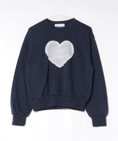 nemne store(ネンネストア)の「ハートチュール裏毛スウェット(スウェット・レディース・ネイビー/杢グレー・SMALL/MEDIUM)」の8枚目の写真