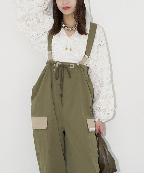 CIAOPANIC（チャオパニック）の「【UNESS/ユーネス】サスペンダー付ワイドカーゴパンツ/サロペット（その他パンツ・レディース・カーキ/ベージュ・ONE SIZE）」の17枚目の写真