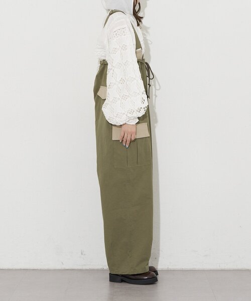 CIAOPANIC（チャオパニック）の「【UNESS/ユーネス】サスペンダー付ワイドカーゴパンツ/サロペット（その他パンツ・レディース・カーキ/ベージュ・ONE SIZE）」の11枚目の写真