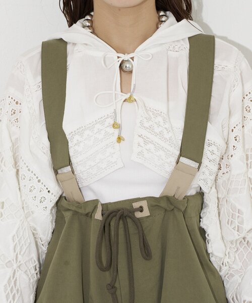 CIAOPANIC（チャオパニック）の「【UNESS/ユーネス】サスペンダー付ワイドカーゴパンツ/サロペット（その他パンツ・レディース・カーキ/ベージュ・ONE SIZE）」の8枚目の写真