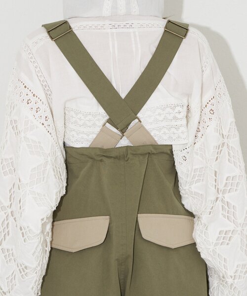 CIAOPANIC（チャオパニック）の「【UNESS/ユーネス】サスペンダー付ワイドカーゴパンツ/サロペット（その他パンツ・レディース・カーキ/ベージュ・ONE SIZE）」の4枚目の写真