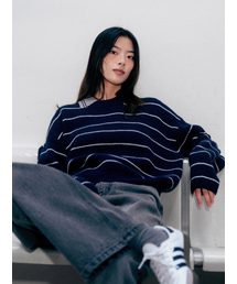 Stripe Round Knit Navy