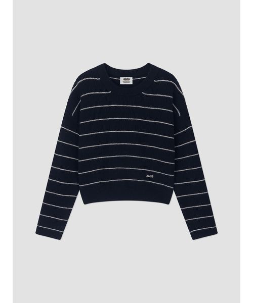 ANNEHEARTS（アンハーツ）の「Stripe Round Knit Navy（ニット/セーター・レディース・その他・FREE）」の3枚目の写真
