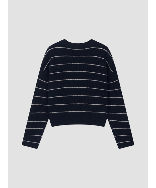 ANNEHEARTS（アンハーツ）の「Stripe Round Knit Navy（ニット/セーター・レディース・その他・FREE）」の4枚目の写真