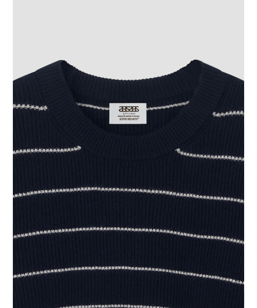 ANNEHEARTS（アンハーツ）の「Stripe Round Knit Navy（ニット/セーター・レディース・その他・FREE）」の5枚目の写真