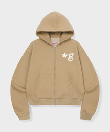 HAND WORK FLUFFY HOODIE ZIP-UP (BEIGE)