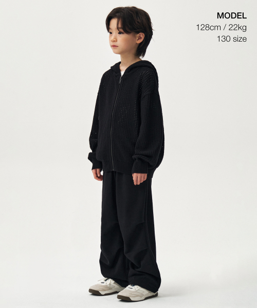 MUSINSA STANDARD KIDS（ムシンサスタンダードキッズ）の「クロシェニットフードパーカー [ブラック]（ニット/セーター・レディース・その他・110/120/130/140/150/160）」の2枚目の写真