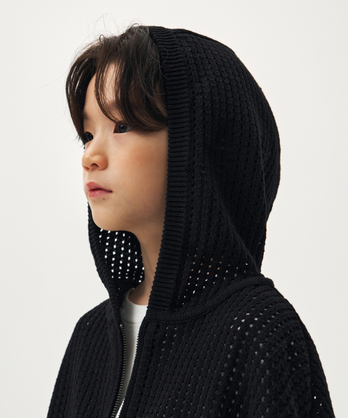 MUSINSA STANDARD KIDS（ムシンサスタンダードキッズ）の「クロシェニットフードパーカー [ブラック]（ニット/セーター・レディース・その他・110/120/130/140/150/160）」の5枚目の写真