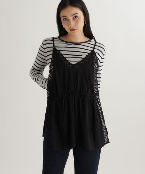 studio CLIP(スタディオクリップ)の「【daily CLIP】レースレイヤードキャミ(キャミソール・レディース・ブラック/ホワイト・FREE)」の1枚目の写真