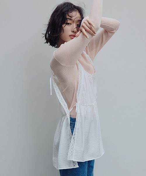 studio CLIP(スタディオクリップ)の「【daily CLIP】レースレイヤードキャミ(キャミソール・レディース・ブラック/ホワイト・FREE)」の4枚目の写真