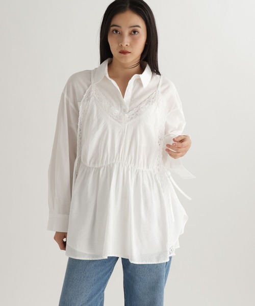 studio CLIP(スタディオクリップ)の「【daily CLIP】レースレイヤードキャミ(キャミソール・レディース・ブラック/ホワイト・FREE)」の7枚目の写真