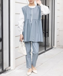 ONEP STAR（ワンピスター）の「ペプラムデザイン×テーパードパンツセット（セットアップ）」