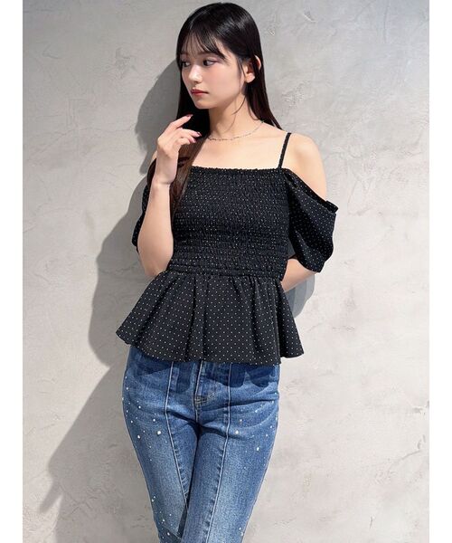 RESEXXY（リゼクシー）の「オフショルシャーリングチュニック（シャツ/ブラウス・レディース・ピンク/ホワイト/ブラック・FREE）」の7枚目の写真