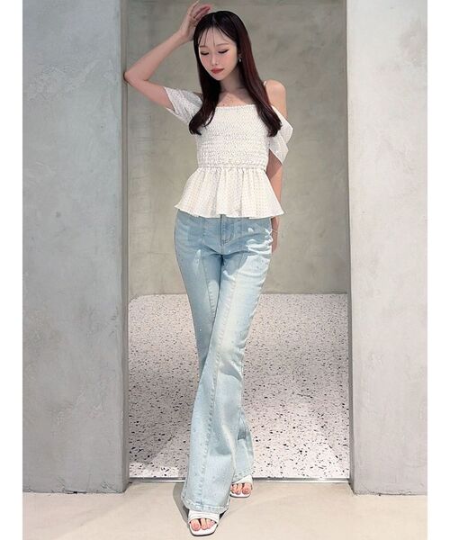 RESEXXY（リゼクシー）の「オフショルシャーリングチュニック（シャツ/ブラウス・レディース・ピンク/ホワイト/ブラック・FREE）」の14枚目の写真