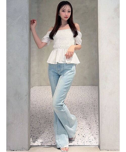 RESEXXY（リゼクシー）の「オフショルシャーリングチュニック（シャツ/ブラウス・レディース・ピンク/ホワイト/ブラック・FREE）」の15枚目の写真