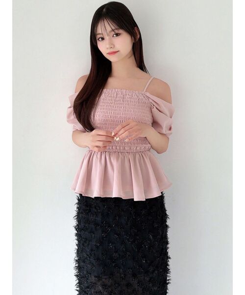 RESEXXY（リゼクシー）の「オフショルシャーリングチュニック（シャツ/ブラウス・レディース・ピンク/ホワイト/ブラック・FREE）」の19枚目の写真