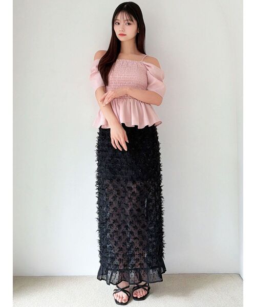 RESEXXY（リゼクシー）の「オフショルシャーリングチュニック（シャツ/ブラウス・レディース・ピンク/ホワイト/ブラック・FREE）」の20枚目の写真