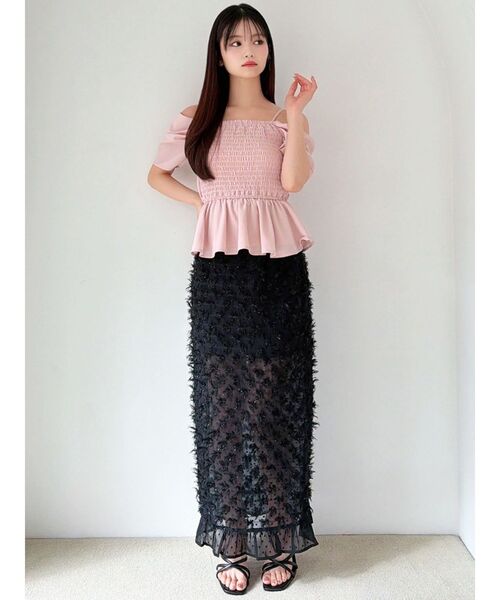 RESEXXY（リゼクシー）の「オフショルシャーリングチュニック（シャツ/ブラウス・レディース・ピンク/ホワイト/ブラック・FREE）」の21枚目の写真