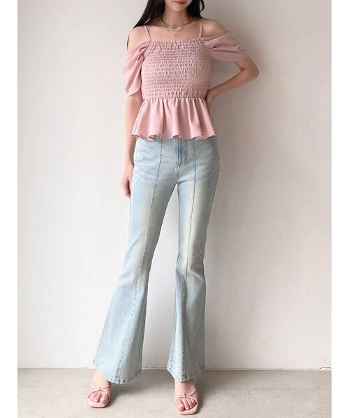 RESEXXY（リゼクシー）の「オフショルシャーリングチュニック（シャツ/ブラウス・レディース・ピンク/ホワイト/ブラック・FREE）」の22枚目の写真