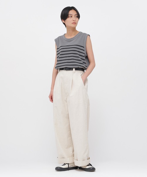 MHL.(エムエイチエル)の「BELGIAN LINEN COTTON JERSEY(Tシャツ/カットソー・レディース・チャコール/ナチュラル・2)」の3枚目の写真