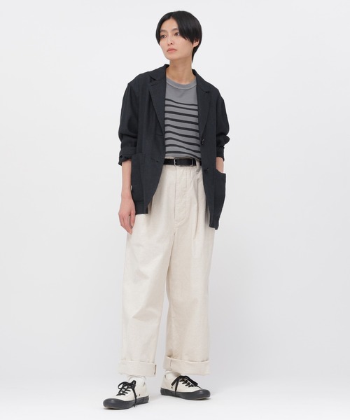 MHL.(エムエイチエル)の「BELGIAN LINEN COTTON JERSEY(Tシャツ/カットソー・レディース・チャコール/ナチュラル・2)」の5枚目の写真