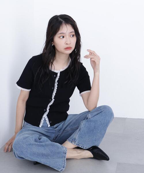 N.（N. Natural Beauty Basic）（エヌエヌナチュラルビューティーベーシック）の「レーストリムニットカーディガン（カーディガン/ボレロ・レディース・ブラック/グレー/ブルー・ﾌﾘ-）」の19枚目の写真