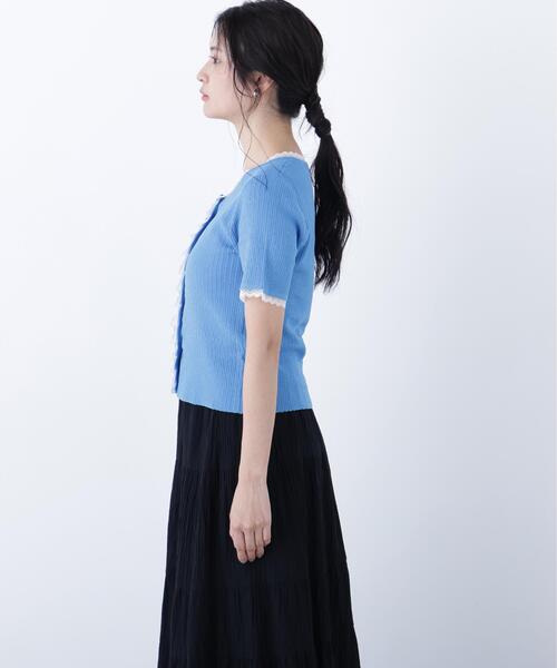 N.（N. Natural Beauty Basic）（エヌエヌナチュラルビューティーベーシック）の「レーストリムニットカーディガン（カーディガン/ボレロ・レディース・ブラック/グレー/ブルー・ﾌﾘ-）」の9枚目の写真