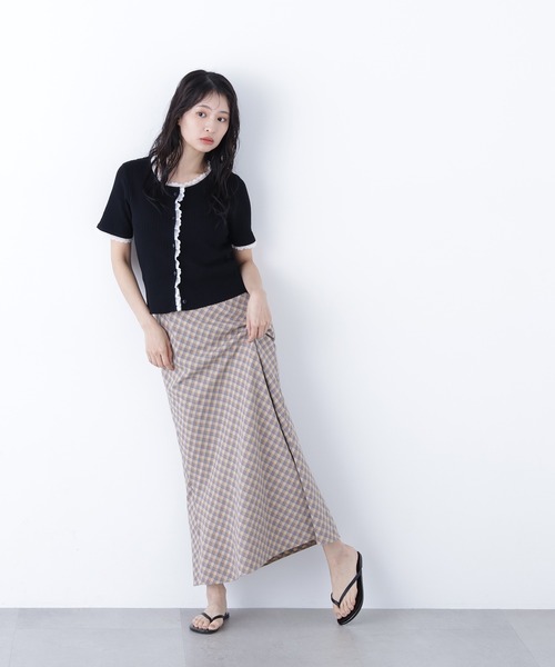 N.（N. Natural Beauty Basic）（エヌエヌナチュラルビューティーベーシック）の「レーストリムニットカーディガン（カーディガン/ボレロ・レディース・ブラック/グレー/ブルー・ﾌﾘ-）」の9枚目の写真