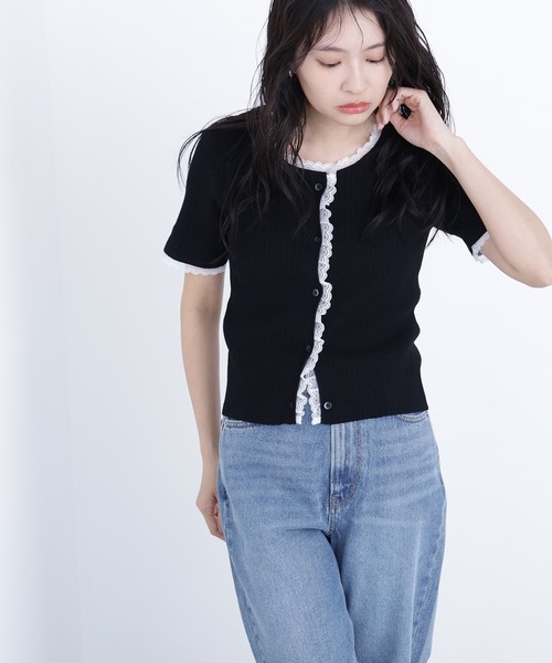 N.（N. Natural Beauty Basic）（エヌエヌナチュラルビューティーベーシック）の「レーストリムニットカーディガン（カーディガン/ボレロ・レディース・ブラック/グレー/ブルー・ﾌﾘ-）」の10枚目の写真