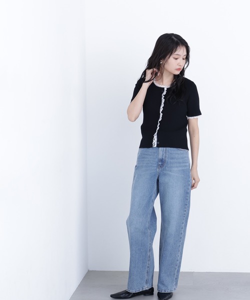 N.（N. Natural Beauty Basic）（エヌエヌナチュラルビューティーベーシック）の「レーストリムニットカーディガン（カーディガン/ボレロ・レディース・ブラック/グレー/ブルー・ﾌﾘ-）」の12枚目の写真