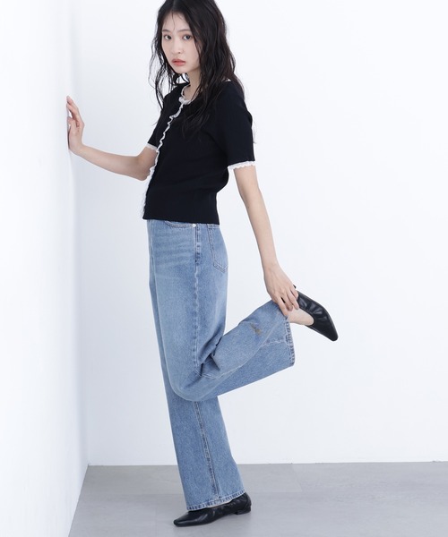 N.（N. Natural Beauty Basic）（エヌエヌナチュラルビューティーベーシック）の「レーストリムニットカーディガン（カーディガン/ボレロ・レディース・ブラック/グレー/ブルー・ﾌﾘ-）」の14枚目の写真