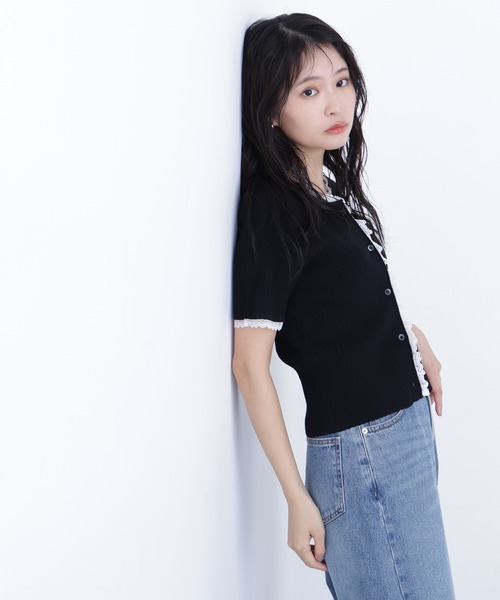 N.（N. Natural Beauty Basic）（エヌエヌナチュラルビューティーベーシック）の「レーストリムニットカーディガン（カーディガン/ボレロ・レディース・ブラック/グレー/ブルー・ﾌﾘ-）」の15枚目の写真