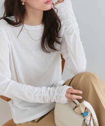 Pierrot | 袖シャーリングシアーロングスリーブTシャツ(Tシャツ/カットソー)