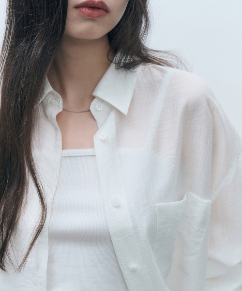 MONGDOL（モンドル）の「テンセルシースルールーズフィットシャツホワイトMDSH019WHITE（シャツ/ブラウス・レディース・その他・F）」の3枚目の写真